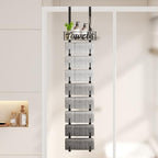 SWTYMIKI Hanging Towel Racks for Bathroom - 9 Tier Over the Door & Wall Mounted Bath Rolled Towel Storage Organizer Holder for Small Bathroom, RV, Camper, Black (Patented) - Image 3