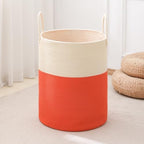 Woven Laundry Hamper Tall Rope Storage Basket for Blanket oys Dirty Clothes in Living Room Bathroom Bedroom (White&Orange, 80L/21.3Gal) by AMTOTAM