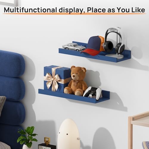 upsimples Floating Shelves for Wall Decor Storage, Navy Blue, 6Pcs, 15.7'' - Image 2