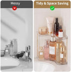 Bathroom Counter Organizer, 2-Tier Corner Shelf for Vanity, Clear - Image 3