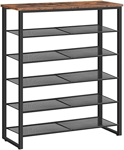 HOOBRO Shoe Rack, 6-Tier Shoe Organizer, for 18-24 Pairs of Shoes, Large Capacity Shoe Storage Shelf, Durable and Stable, for Entryway, Closet, Hallway, Dorm Room, Industrial, Rustic Brown BF67XJ01G1 by HOOBRO