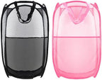 Collapsible Pop Up Laundry Hamper, Extra Large Mesh Foldable Laundry Basket Bag, 28" x 16" x 16", 2 Pack (Black + Pink) by BuyongwantJewelry
