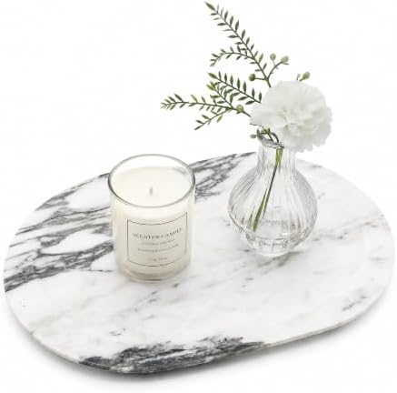 Oval Marble Tray, 11"x7.9" Bathroom Vanity Tray for Perfume Jewelry Candles by Unknown