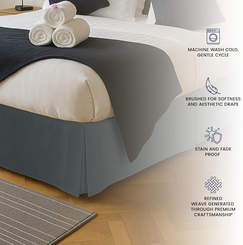 Full Bed Skirt, Hides Under-Bed Storage 16 Inch Drop, Pleated, White - Image 5