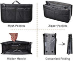Vercord Purse Organizer Insert for Handbags Bag Organizers Inside Tote Pocketbook Women Nurse Nylon 13 Pockets Black Small - Image 4