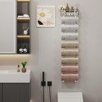 SWTYMIKI Hanging Towel Racks for Bathroom - 9 Tier Over the Door & Wall Mounted Bath Rolled Towel Storage Organizer Holder for Small Bathroom, RV, Camper (Polished Nickel, 9-Tier) - Image 7