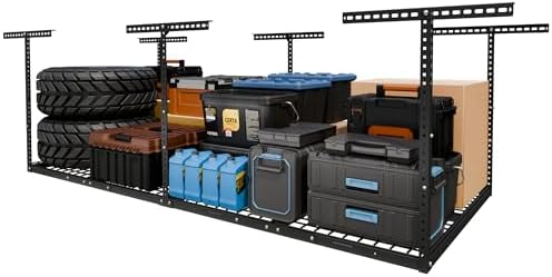 FLEXIMOUNTS 4x8 Overhead Garage Ceiling Storage Rack Organization, Black by FLEXIMOUNTS