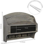 MyGift 2-Compartment Vintage Gray Wood Wall Mounted Entryway Mail Organizer Letter Sorter with Chalkboard Label Surface and 4 Double Key Hooks - Image 5