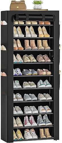 OYREL Shoe Rack Dustproof Sturdy 10Tier Tall Large Storage with Side Pocket by OYREL