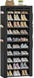OYREL Shoe Rack Dustproof Sturdy 10Tier Tall Large Storage with Side Pocket by OYREL