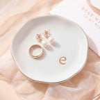 Ceramic Jewelry Tray, White Initial E Personalized Jewelry Dish by GIVITASOT