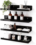 Black Acrylic Bathroom Shelf Wall Mounted Floating Organizer with Front Lip by CareMoreYJ