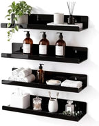 Black Acrylic Bathroom Shelf Wall Mounted Floating Organizer with Front Lip by CareMoreYJ
