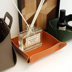 Foldable Leather Catchall Tray, Jewelry Organizer for Travel, Nightstand, Home or Office (Orange-S) - Image 3