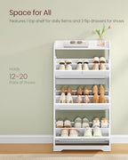 VASAGLE Shoe Storage Cabinet with 3 Flip Drawers, Slim, Holds 12‑20 Pairs - Image 4