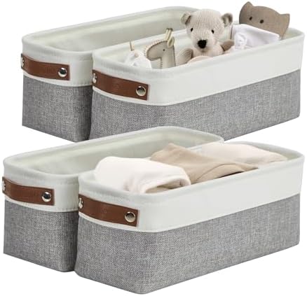 DECOMOMO Narrow Storage Bins, Small Storage Baskets for Shelves 4 Pack by DECOMOMO