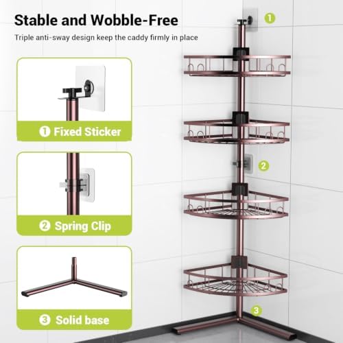 Standing Corner Shower Caddy - Rustproof Bathroom Shower Stand Shelf - Image 4