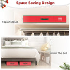 BlessedSeason Wrapping Paper Storage Organizer for 40 Inch Christmas Gifts Wrapping Paper, 2 Visible Supplies Pockets for Holiday Accessories, Christmas Decoration Storage Containers, Red - Image 6