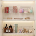JessLab Clear Cabinet Door Organizer Bin, Angled Open Front Design, Small Acrylic Makeup Storage for Kitchen Spices, Cosmetics, Desk Supplies, Adhesive Mounted, 3 Compartment (1 Pack) - Image 6