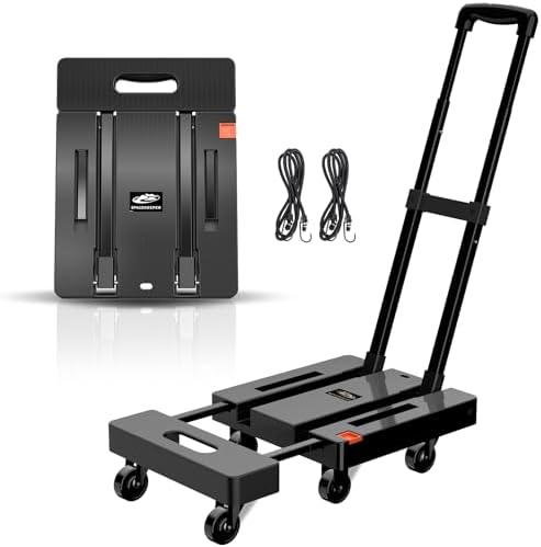 SPACEKEEPER Folding Hand Truck, 500 LB Heavy Duty Luggage Cart, Black by SPACEKEEPER