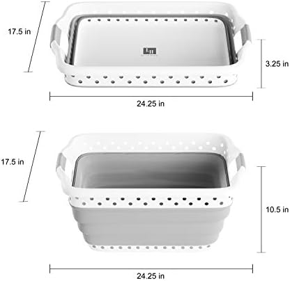 Lavish Home Collapsible Plastic Laundry Basket, Gray, 24.25”x17.5”x10.5” - Image 2