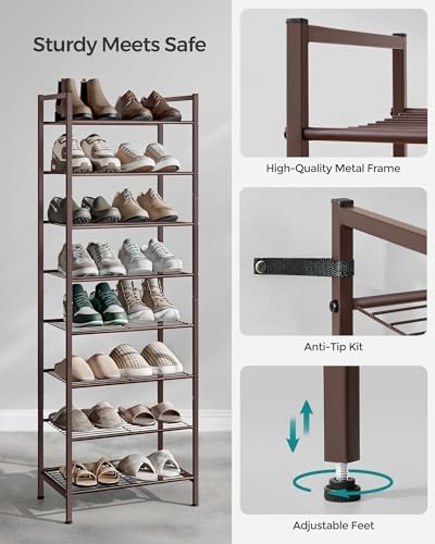 SONGMICS 8-Tier Metal Shoe Rack, Vertical Shelf, Holds up to 18 Pairs - Image 6