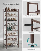 SONGMICS 8-Tier Metal Shoe Rack, Vertical Shelf, Holds up to 18 Pairs - Image 6