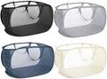 4 Pcs Durable Collapsible Laundry Baskets, Foldable Laundry Basket Large Opening, Pop Up Laundry Hamper with Pocket, Clothes Hamper with Handles for Laundry, Bathroom, Kids Room, Dorm or Trave by Bemkoo