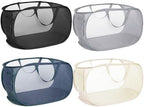4 Pcs Durable Collapsible Laundry Baskets, Foldable Laundry Basket Large Opening, Pop Up Laundry Hamper with Pocket, Clothes Hamper with Handles for Laundry, Bathroom, Kids Room, Dorm or Trave by Bemkoo