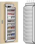 KEEPJOY 10 Tiers White Over Door Shoe Organizer Storage, Hanging Shoe Holder for Door with Large Deep Pockets, Fit 20-30 Pairs Shoe Rack for Sneakers, Boots (White) by KEEPJOY