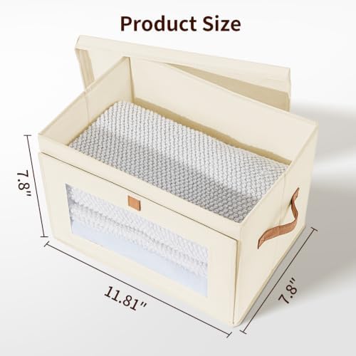 DIMJ Storage Bins with Lids - 6 Pack Large Fabric Closet Organizer with Window & Handles, Collapsible Decorative Storage Boxes for Shelves Under Bed, Books Clothes Blankets Sweaters Organization - Image 5