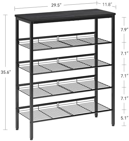 Nunsino Shoe Rack for Closet,5 Tier Shoe Organizer for Entryway,Shoe Shelf with Storage Shelves and Spacious Top,Max Holds 20 of Shoes,Black - Image 3