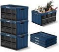 CleverMade Collapsible Storage Bins, 46L 3 Pack, 75 lb Stackable, Ocean by CleverMade