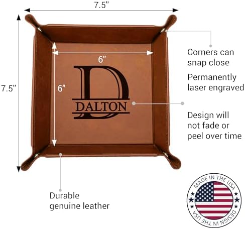 Personalized Valet Tray, Custom Engraved Leather Keys Tray for Men - Image 3