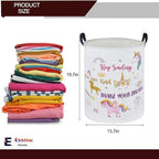 Essme Kids Laundry Basket,Unicorn Hamper Collapsible Waterproof Storage Bin for Girls,Gift Baskets(Color Unicorn) - Image 2