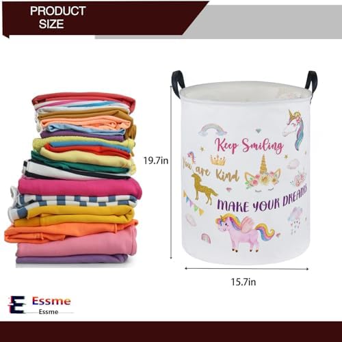 Essme Kids Laundry Basket,Unicorn Hamper Collapsible Waterproof Storage Bin for Girls,Gift Baskets(Color Unicorn) - Image 2