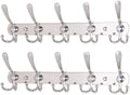 Dseap Wall Mounted Coat Rack - 5 Tri Hooks, Heavy Duty, Stainless Steel, Metal Coat Hook Rail for Coat Hat Towel Purse Robes Mudroom Bathroom Entryway (Chromed, 2 Packs) by Dseap