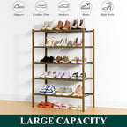 Smiry Bamboo Shoe Rack, 14 Vertical Slats, 5 Tier - 26.8" Wide, Walnut - Image 6
