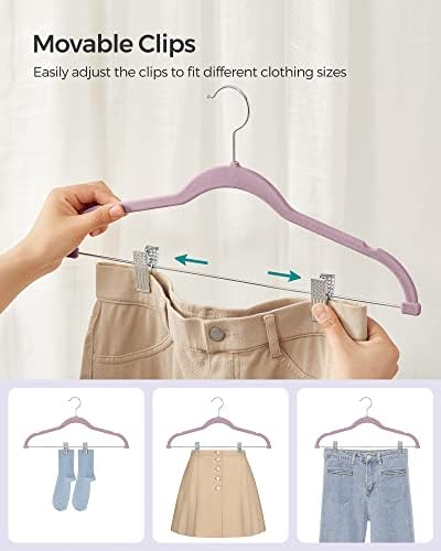 SONGMICS 30-Pack Pants Hangers, Velvet Hangers with Adjustable Clips - Image 3