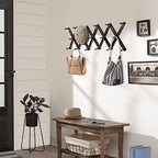 Homode Accordion Wall Hanger, Hat Hangers Wall Mounted, Wood Accordian Coat Rack with 17 Hooks, Expandable Peg Rack Wall Organizer for Hanging Baseball Caps, Hats, Purse, Coffee Cup, Bag, Walnut - Image 3