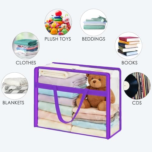 Blanket Storage Bags 4 Pack 60L Clothes Comforter Bedding Container Purple - Image 4