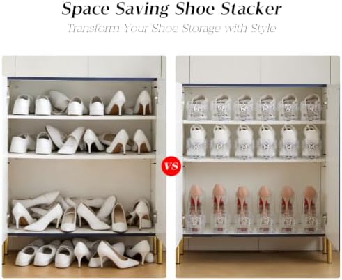 Shoe Slots Organizer Durable and Thick,Elephant-Shaped Adjustable Shoe Stackers,Space Saving for Closet Storage (Transparent - Silver, 15Pack) - Image 6
