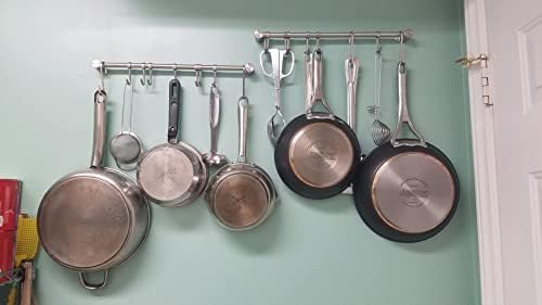 Audmore Kitchen Utensil Rack 2PCS, 15.6” Pot & Pan Hanging Rack Wall Mount - Image 4