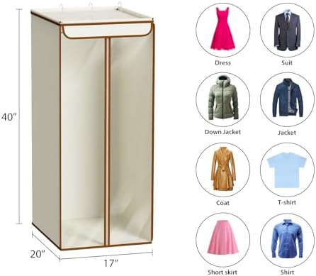 Univivi Garment Bags for Hanging Clothes, Cloth Bag 40 In, 1 PCS, Beige - Image 5
