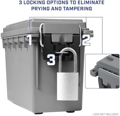 Sheffield Ammo Box Made in USA, Stackable Lockable Ammo Storage Box, Gray - Image 5