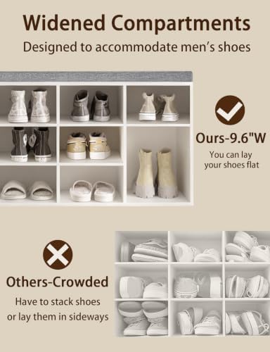 DINZI LVJ Shoe Storage Bench with Cushion, 15-Cubby Shoe Rack with Seat - Image 4