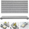 Razborci 2PCS Instant Dry Diatomite Stone Counter Makeup Tray Organizer, Fast Drying Caddy Kitchen Sponge Holder Mat, Bathroom Vanity Toothbrush Bottle Dispenser Soap Dish Rack, Light Gray, 8"x 3.8" by Razborci
