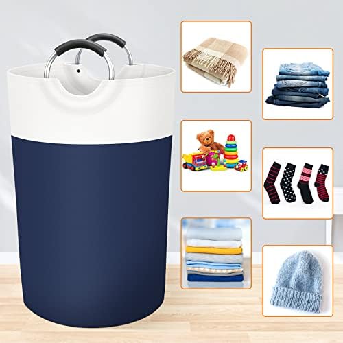 BlissTotes 115L Laundry Basket, Freestanding Collapsible Hamper, Blue - Image 4