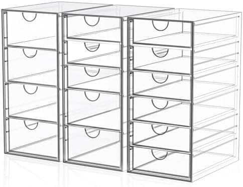 YFXCVSL 3-Pack Acrylic 15-Drawer Storage & Makeup Organizer for Desk by YFXCVSL