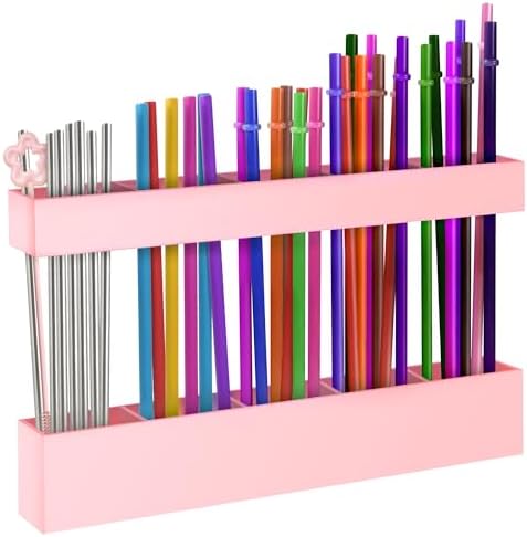 9.5” Large Acrylic Straw Holder for Cabinet Door, Adjustable Two-Part by Rycid